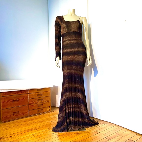 ROMAN KEFLAY VINTAGE BRONZE MAXI DRESS - Picture 4 of 10